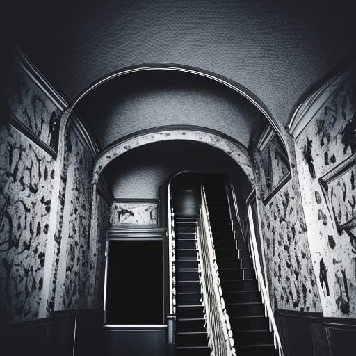 Creepy Haunted House with Endless Spiral Staircase