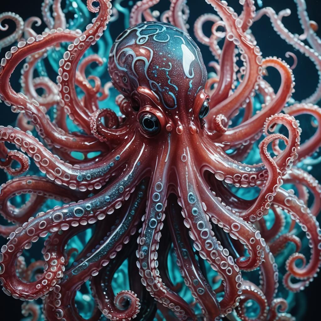 Glass Octopus Sculpture in Gorgeous Undersea Light