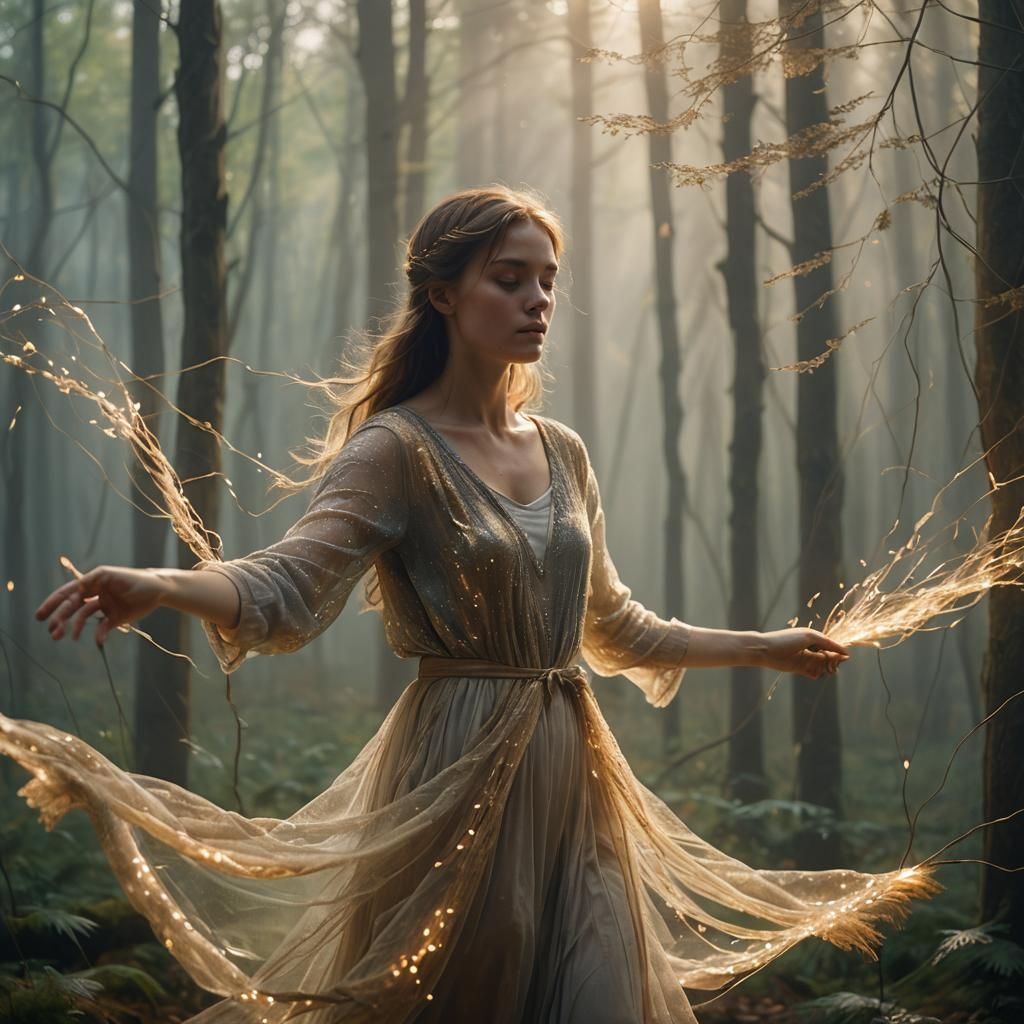 Ethereal Weaver Creates Tapestry of Light: Impressionist Fan...