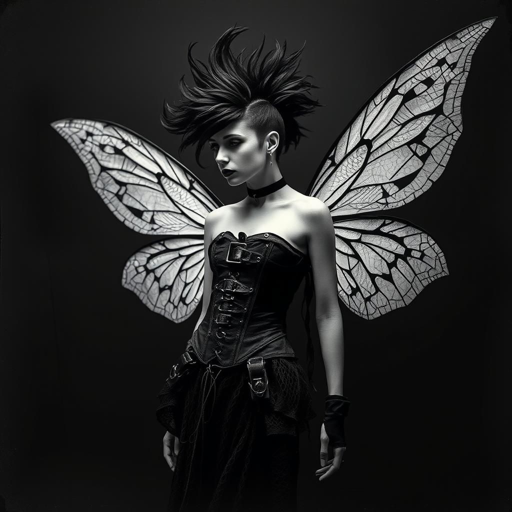 Goth Geometric Fairy in Dada Photogram Style