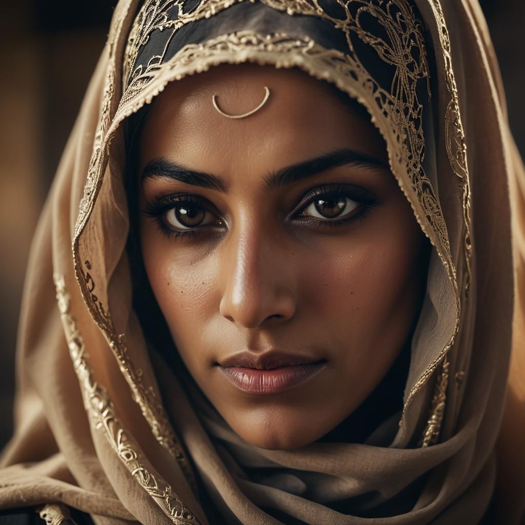 Muslim Woman in Niqab: Cinematic Film Still