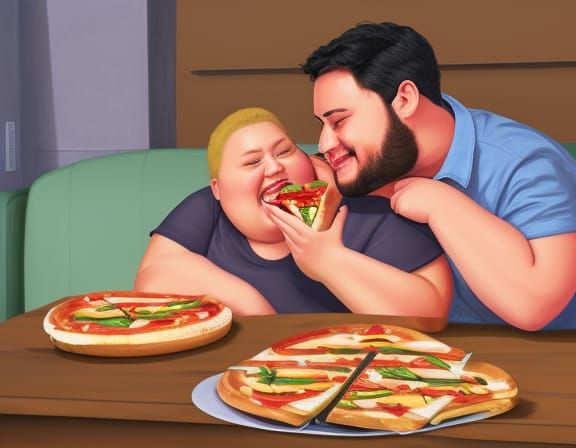 happy chubby couple in love