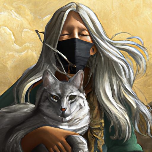 Nonbinary Poet with Cat: Hyperdetailed Concept Art