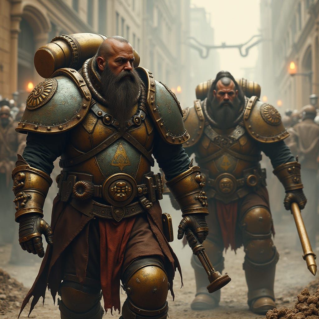 Dwarves in Industrial Fantasy Steampunk Armor