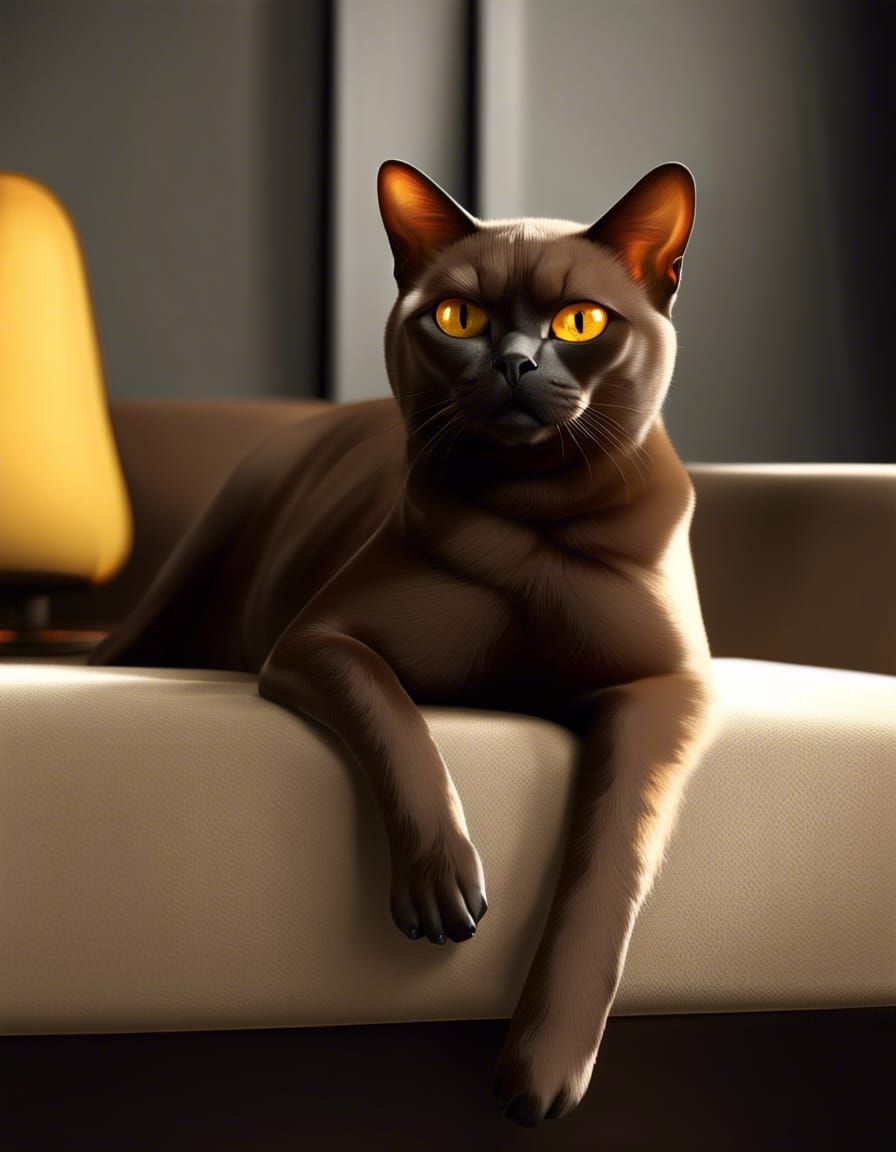 Burmese Cat with Modern Jewelry in 3D