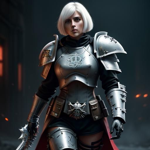 Armored Warrior Fighting Monster in Film Noir Style