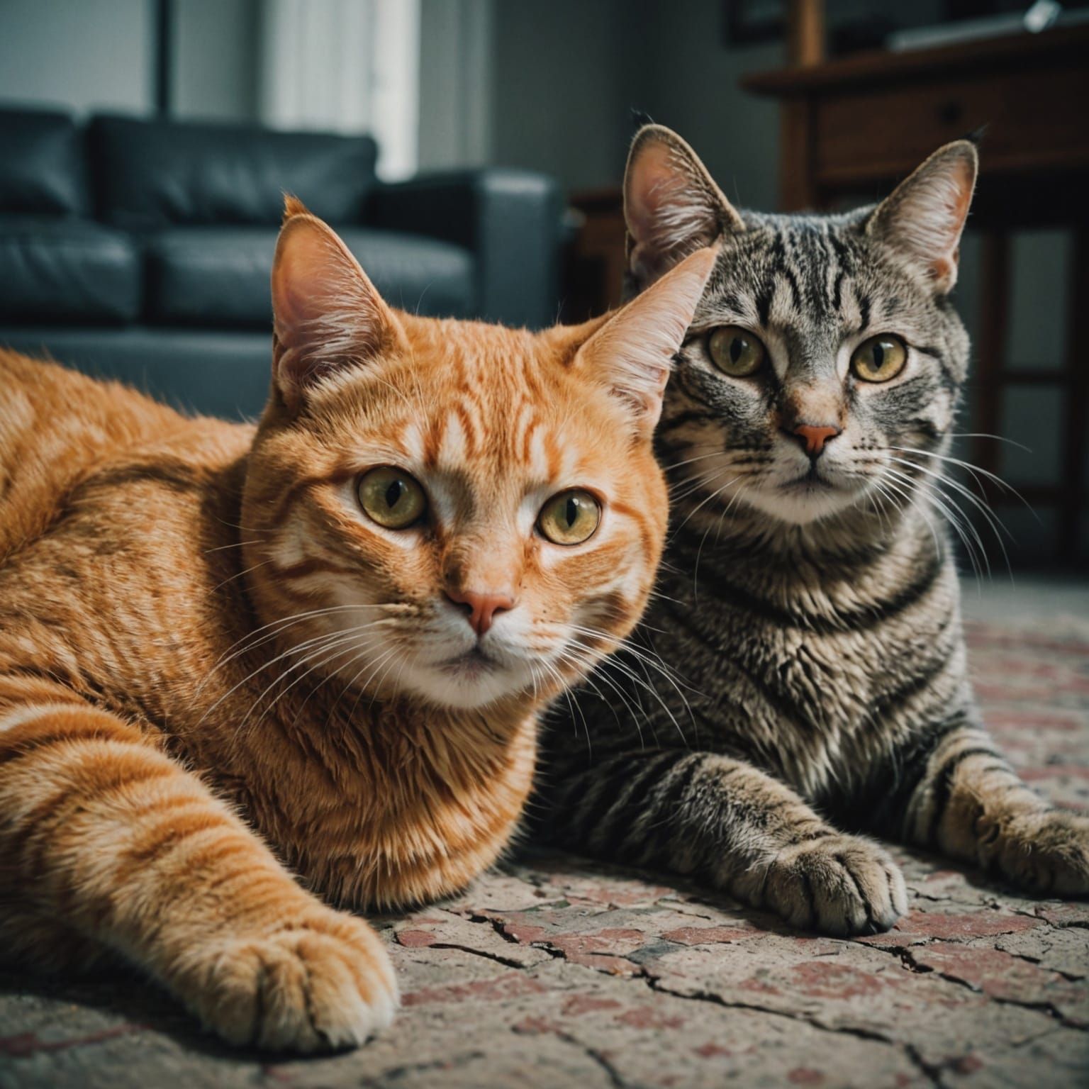 Orange and Grey Tabby Cats Together