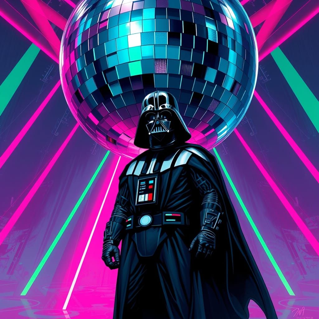 Darth Vader in Shimmering Disco Aesthetic