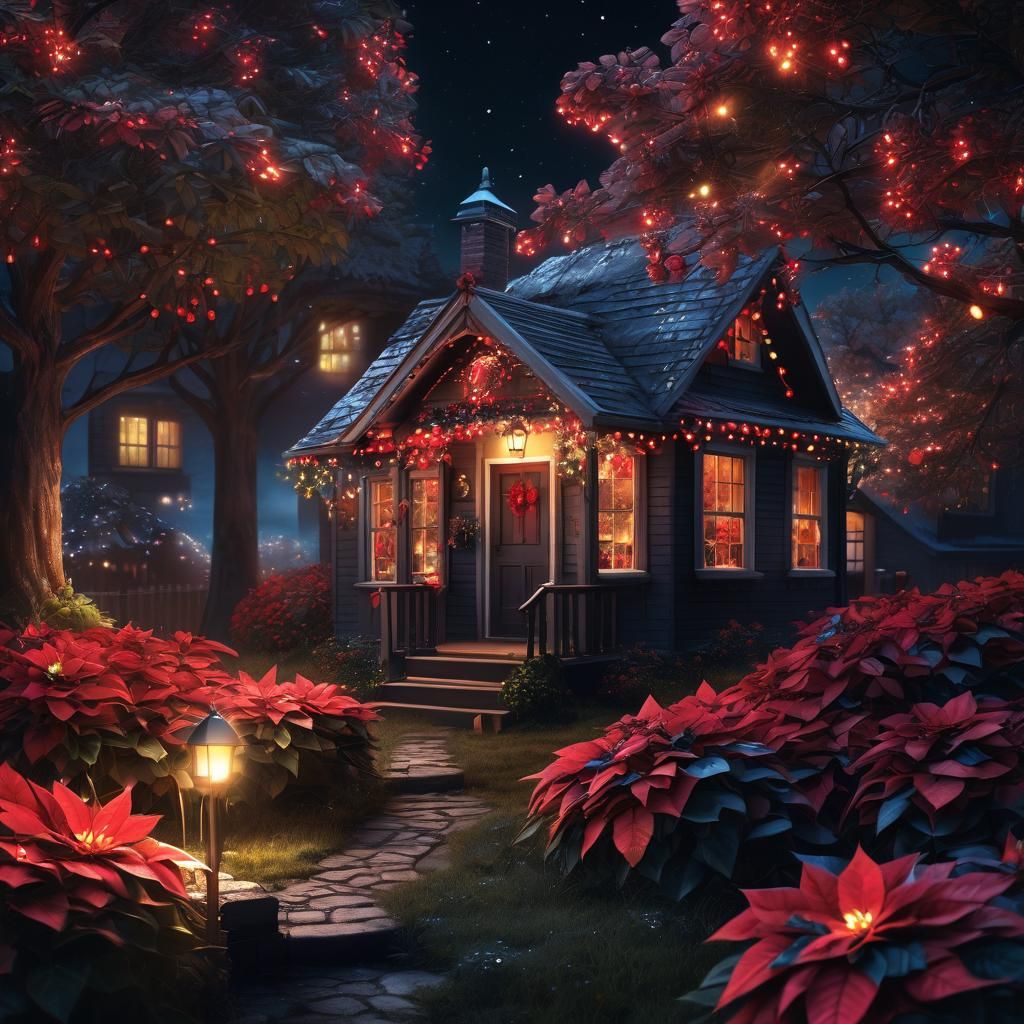 Vibrant Christmas Scene in Neon Matte Painting