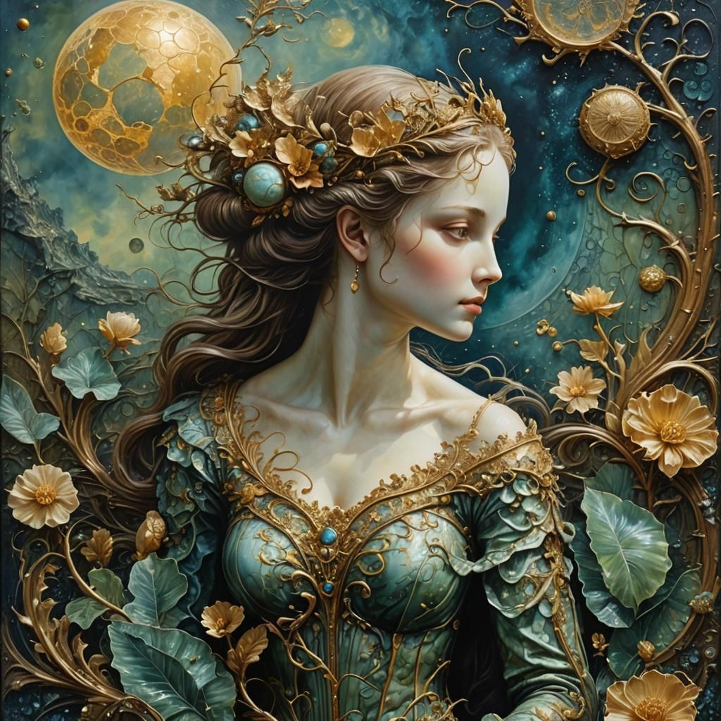 Venusian Life in Ethereal Oil Painting