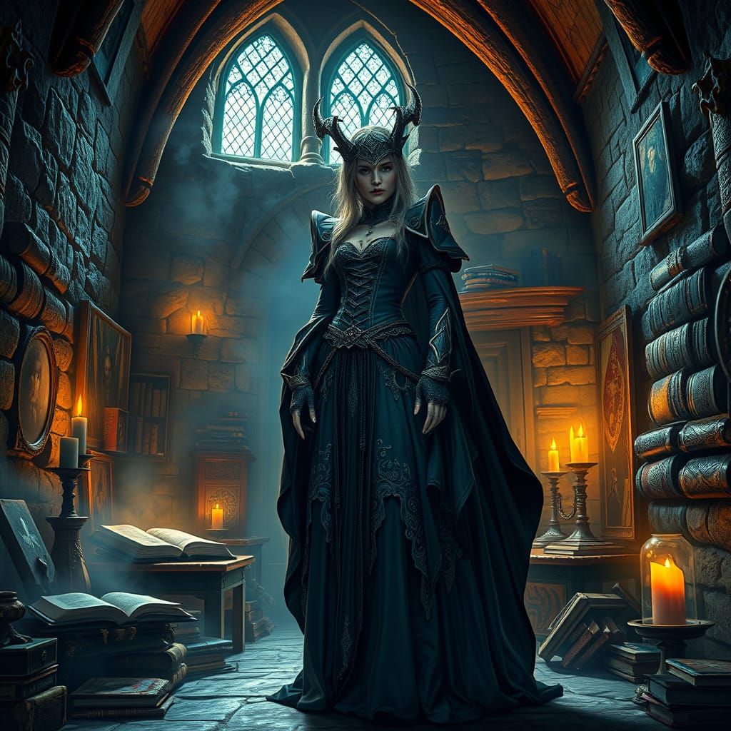 Morgana La Fey in English Castle Interior