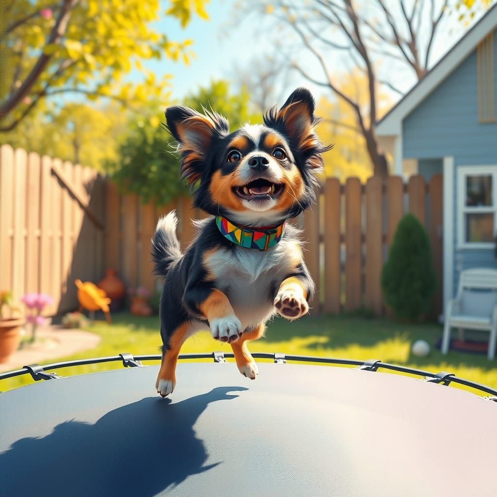 Whimsical Trampoline Adventure in Watercolor Style