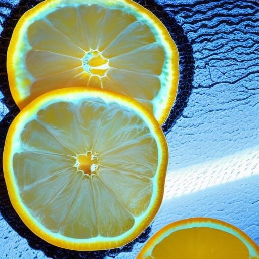 Translucent Glass Citrus Slices, Backlit and Hyperdetailed