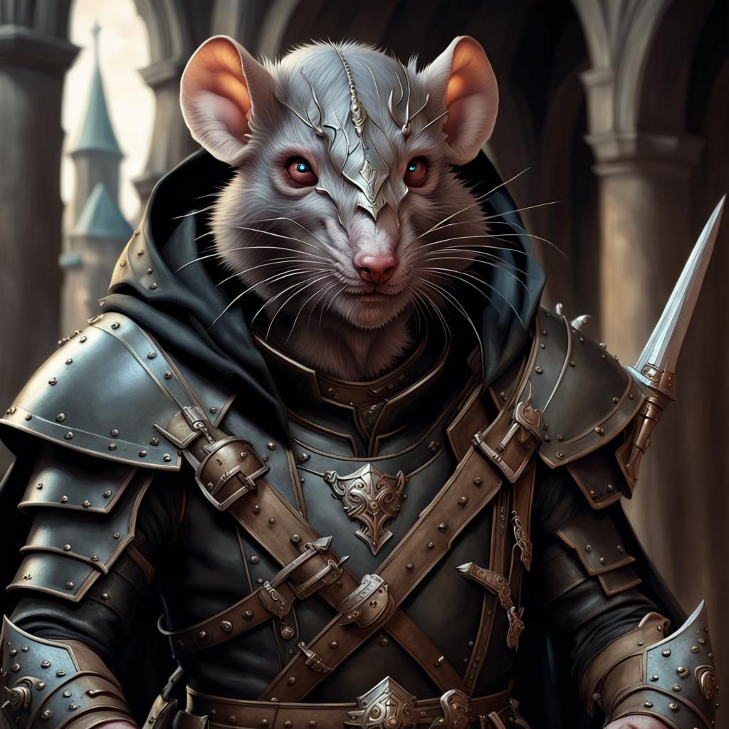 Ratfolk Warrior Portrait in Dark Fantasy Style