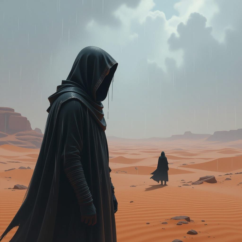Desert Rain Portrait with Solitary Figure