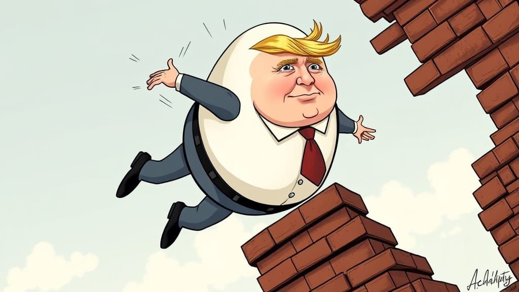 Humpty Dumpty as Trump Falls, Steadman-esque Art