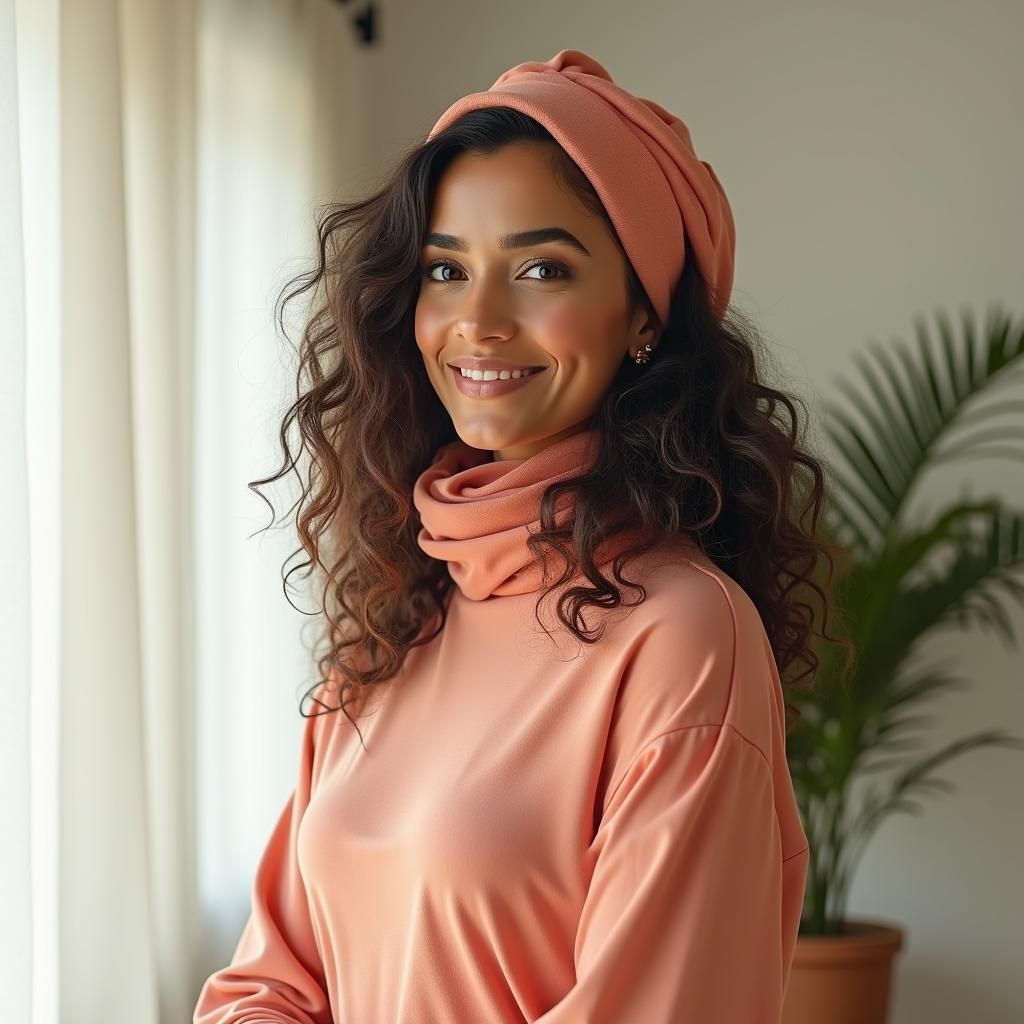 Empowered Middle Eastern Woman with Vibrant Wig