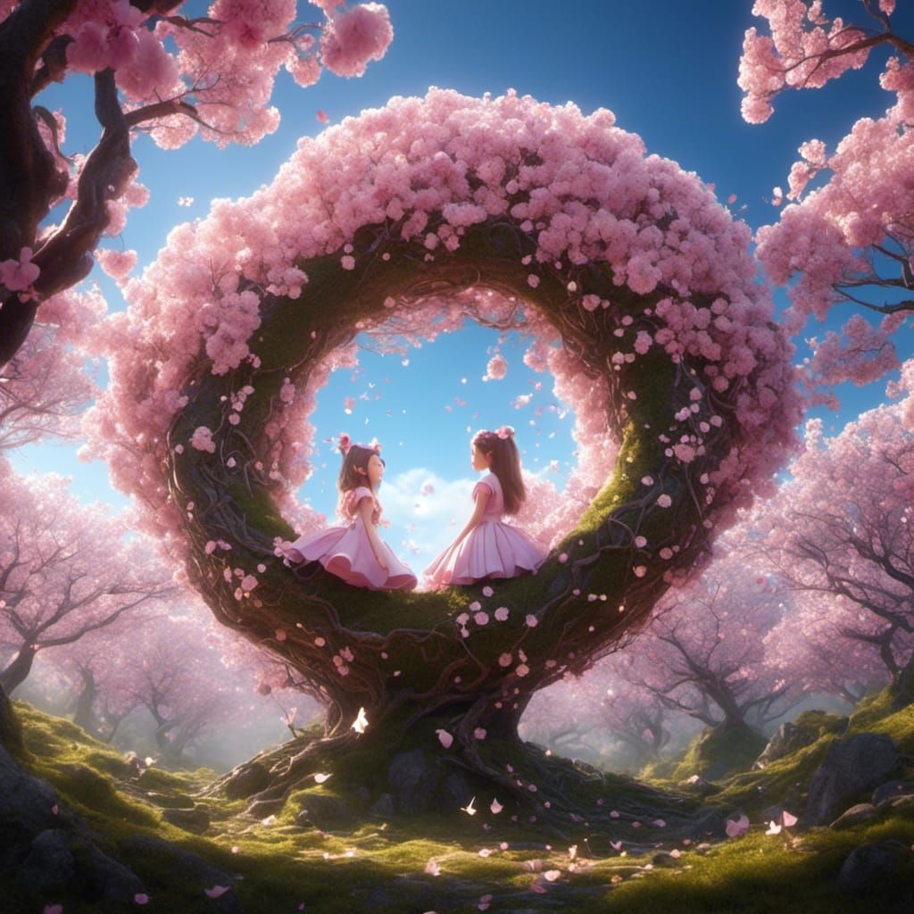 Sakura and Dancing Forest Fairies in Summer