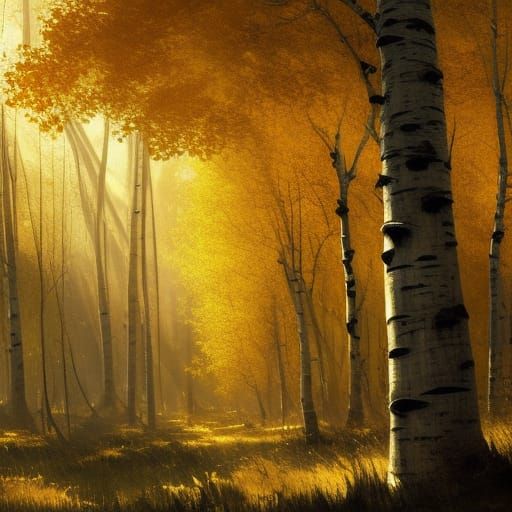 Golden Aspen Forest: A Gothic Fantasy Landscape