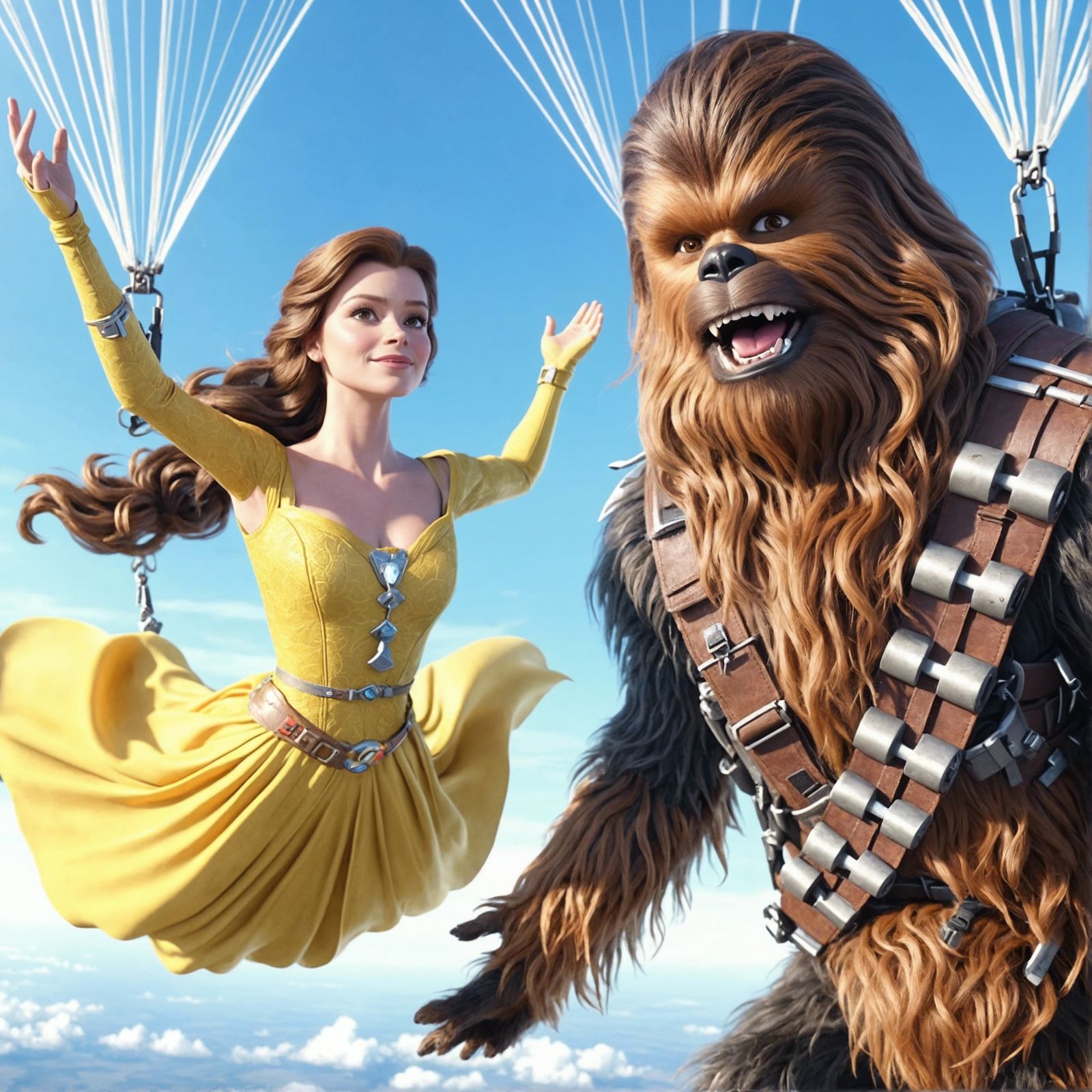 Wookiee and Princess Skydiving: CGI Animation