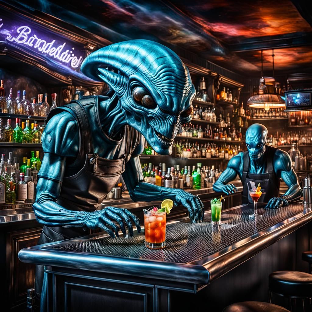 Ghost Bartenders Craft Cocktails in Smokey Space Bar