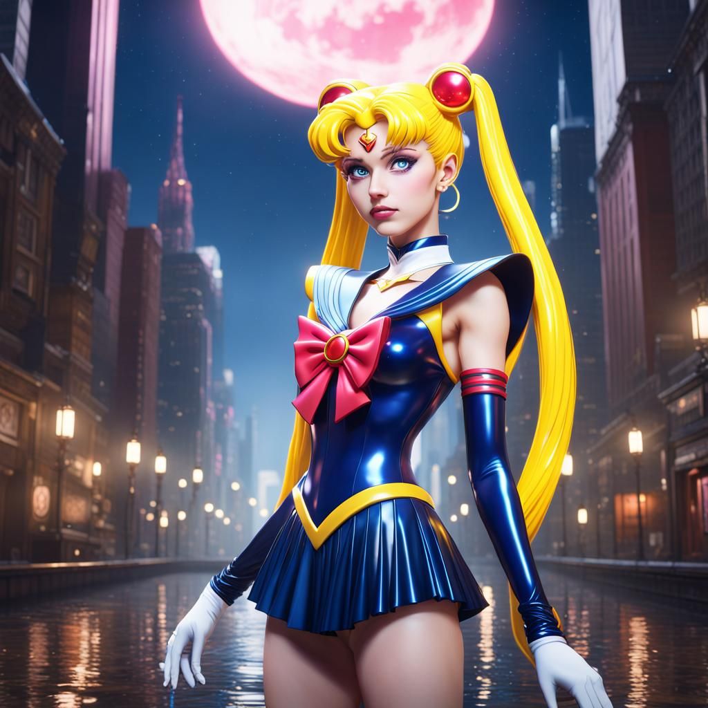 Sailor Moon in Latex: Detailed Digital Painting