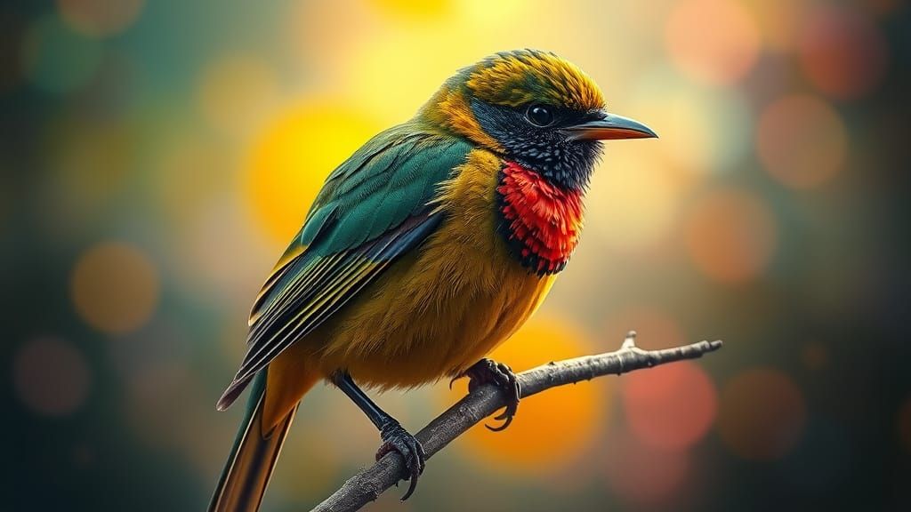 Hyperrealistic Verdin Bird on Branch Concept Art
