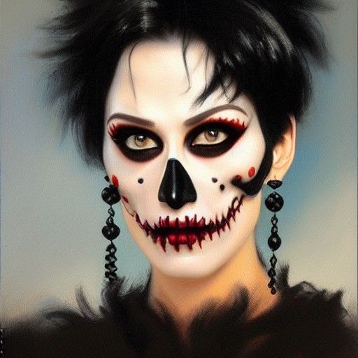 Day of the Dead Earrings in Oil Painting Style