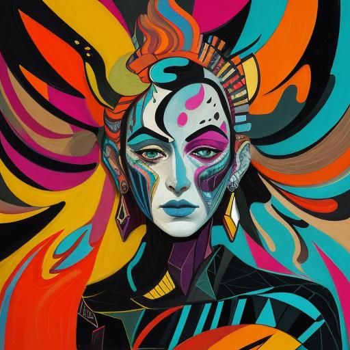 Dancing Persimmon Humanoid in Art Brut Style