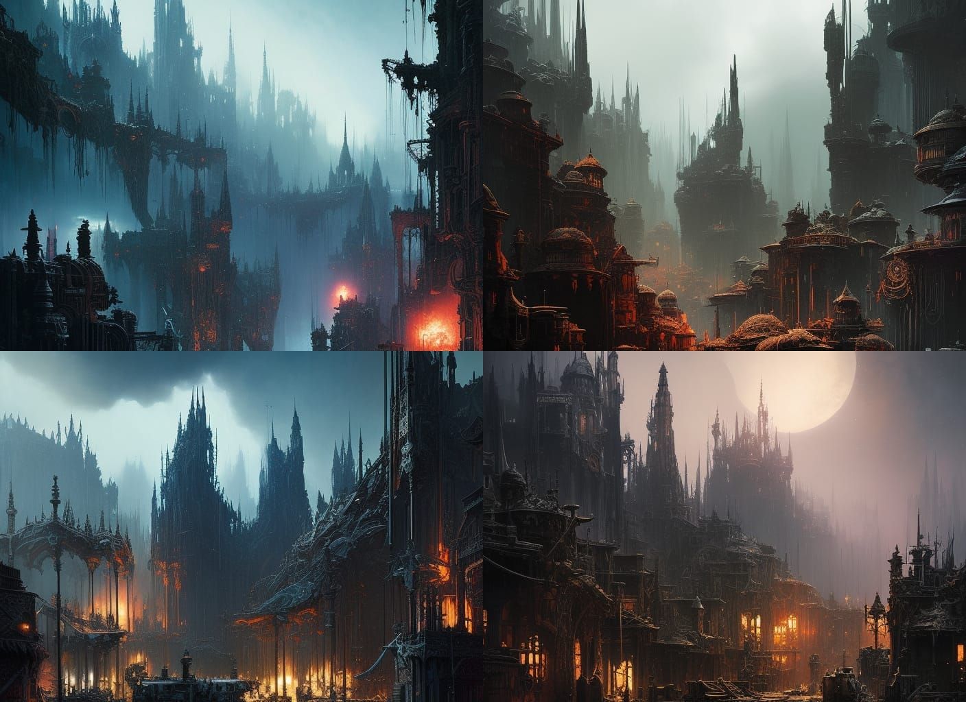 Dark Empire of Ashes: Gritty Watercolor Art