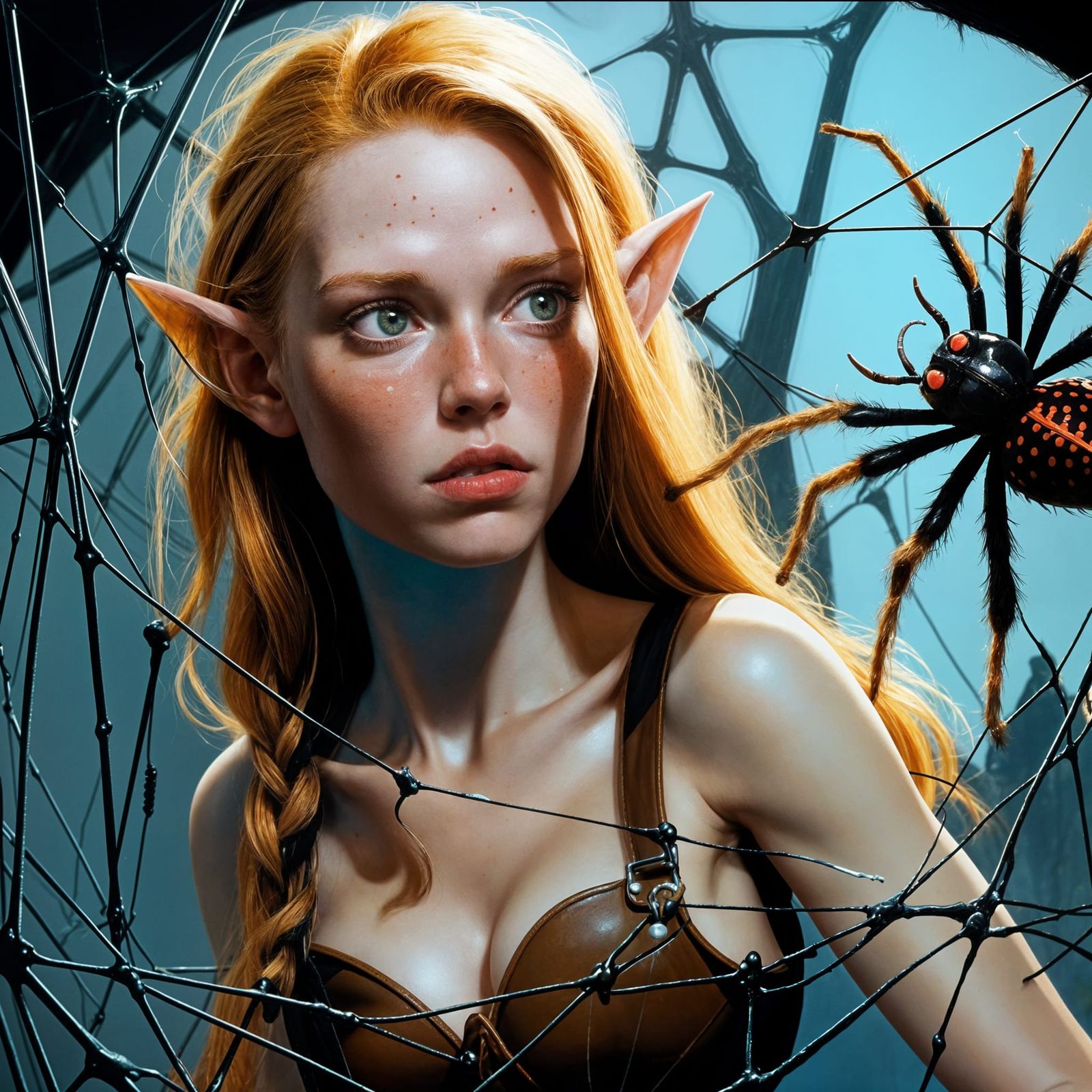 Grim Fantasy Elf Maiden Trapped in Dark Dungeon