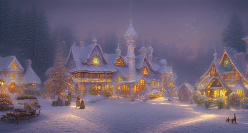 Winter Fantasy Village Palace in Ethereal Style
