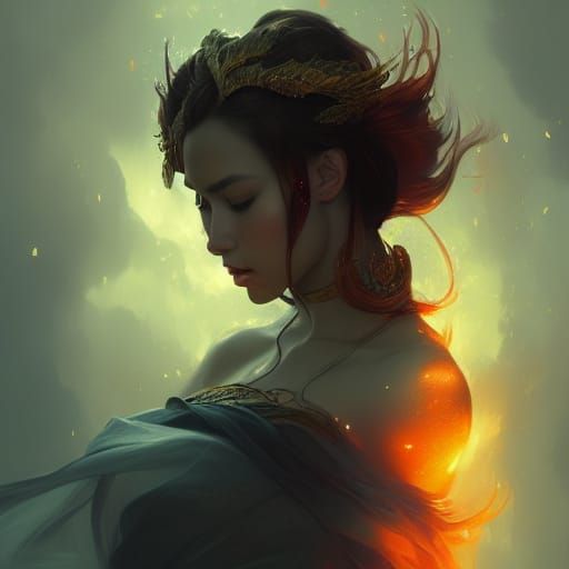 Fiery Princess Portrait in Hyperdetailed Style