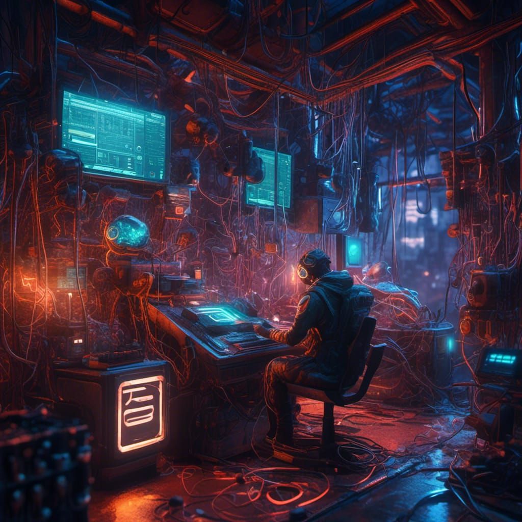 Cyberpunk Android in High-Tech Laboratory