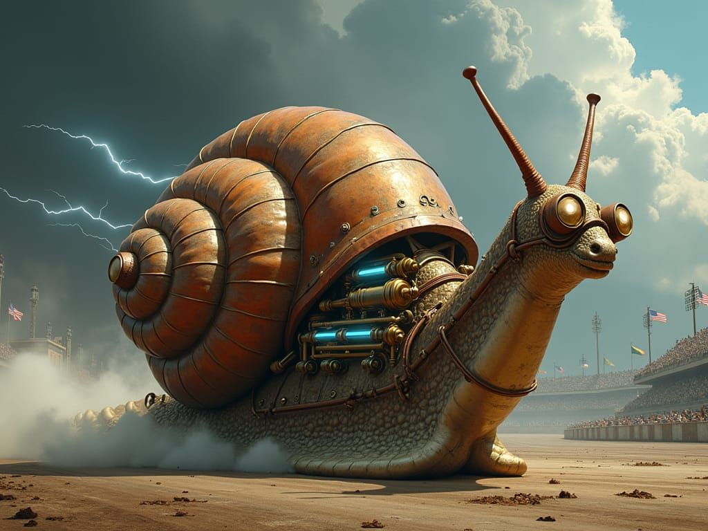 Steampunk Snail Racer Ready for Victorian Race