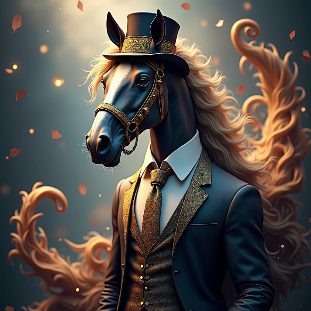 Majestic Horse in Top Hat: Fantasy Concept Art