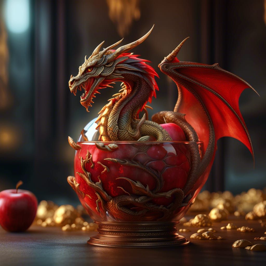 Dragon and Apple Fantasy Concept Art