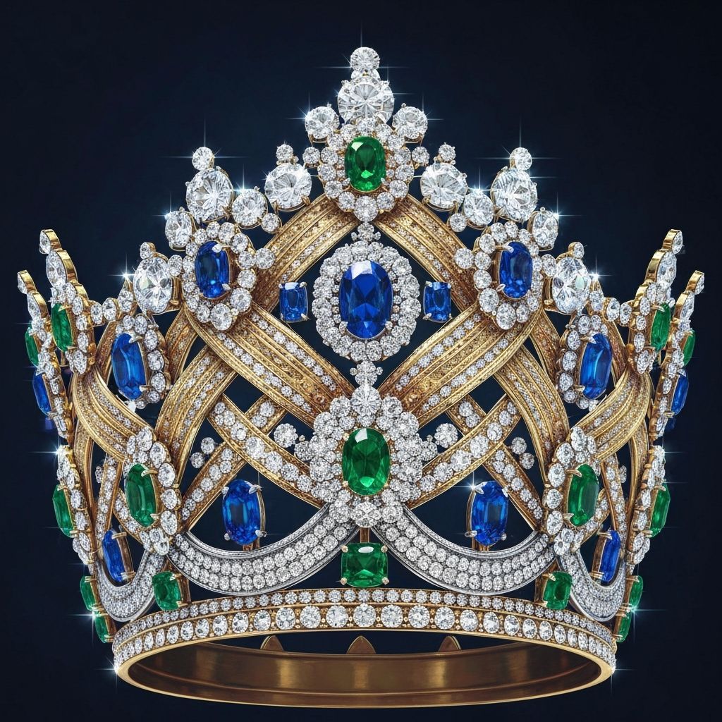 Majestic Crown of Gold, Platinum, Diamonds, and Gems