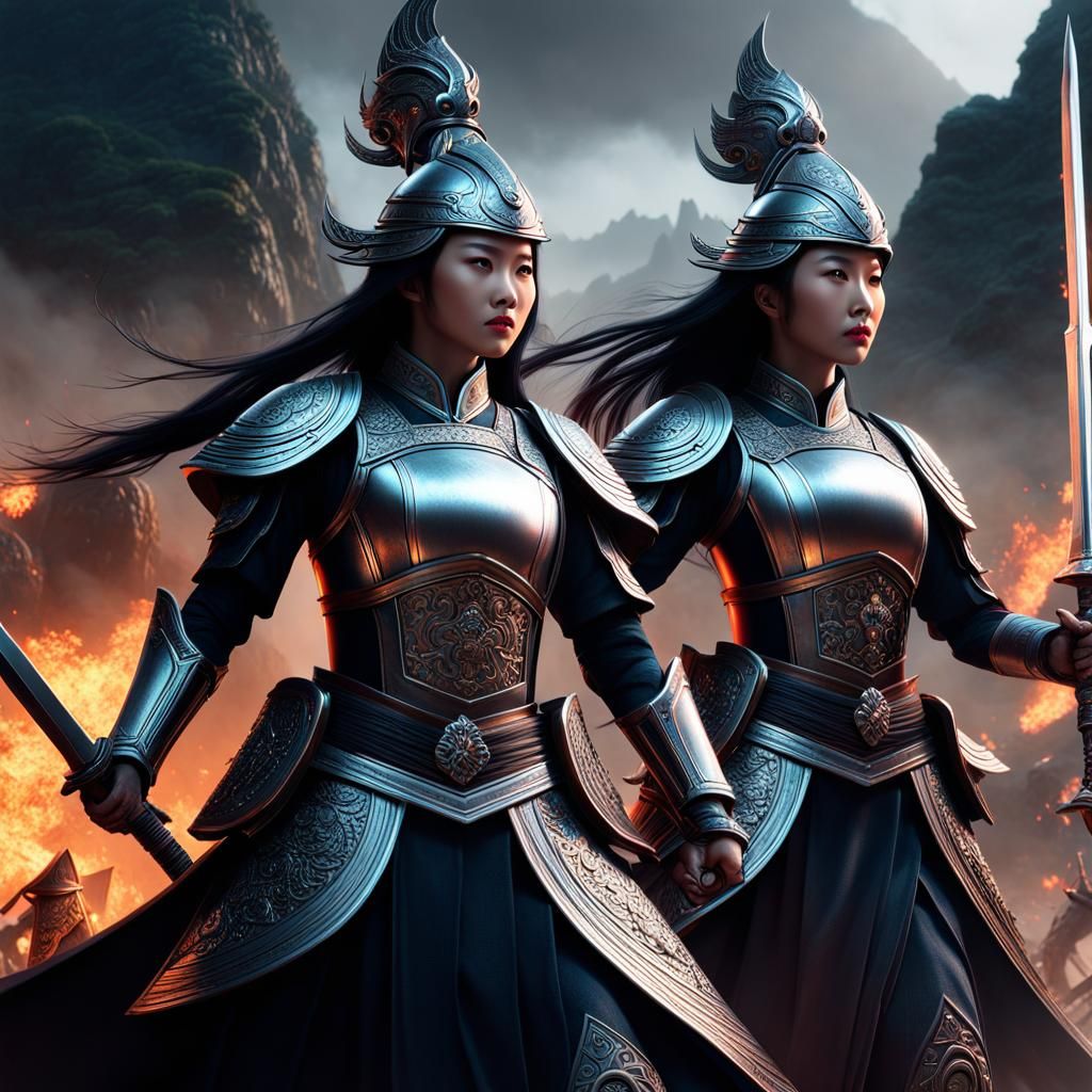 Epic Battle Scene of Trung Sisters in Digital Art