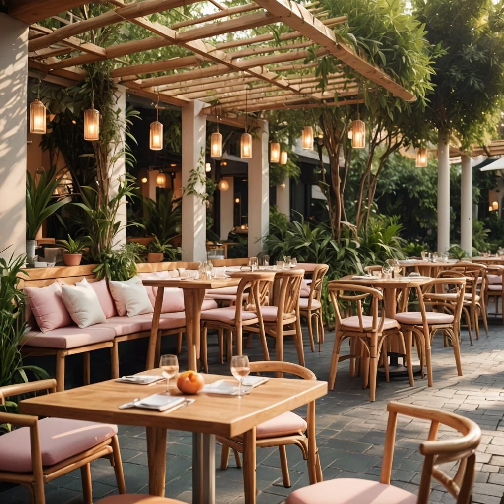 Modern Outdoor Restaurant with Tropical Greenery