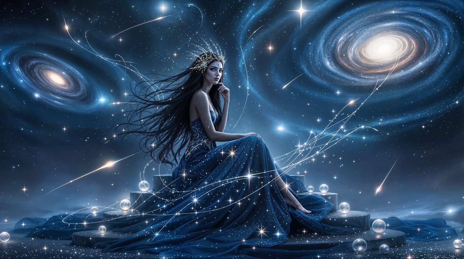 Ethereal Queen of the Cosmos Reigns from Celestial Throne