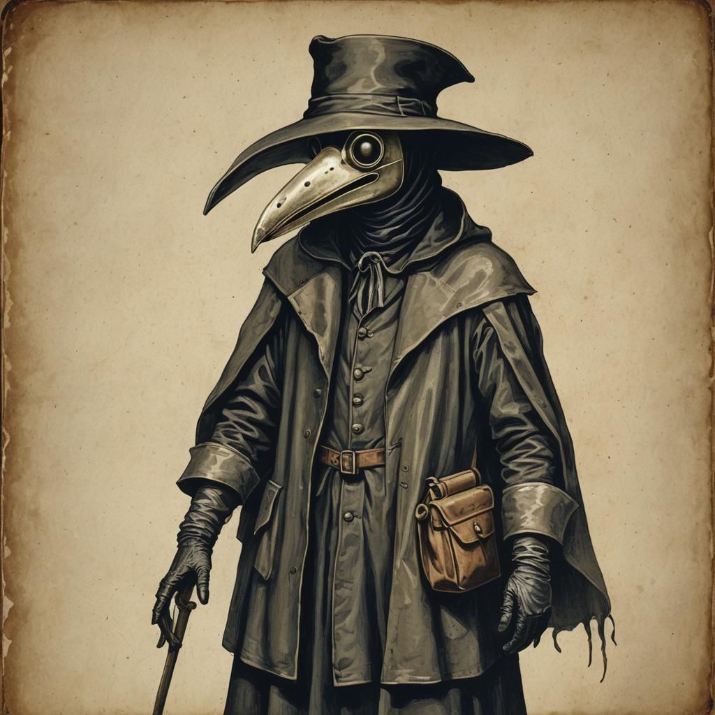 Plague Doctor Costume with Bird-Like Mask