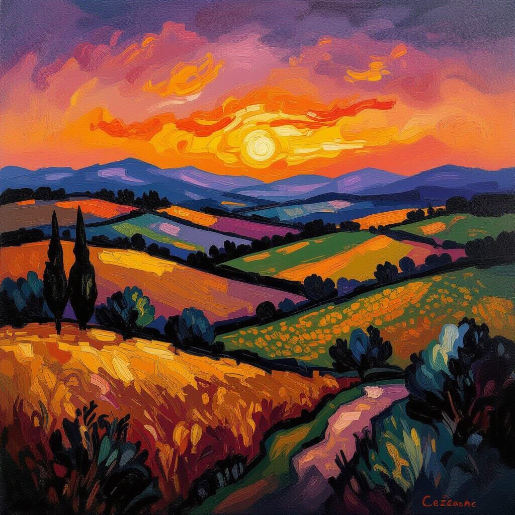 Dusk Landscape in Expressionist Style