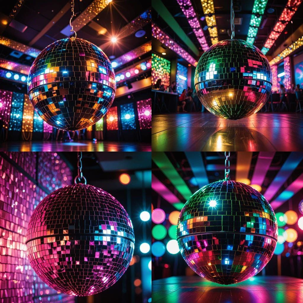 Disco Mirror Ball with Colorful Reflections