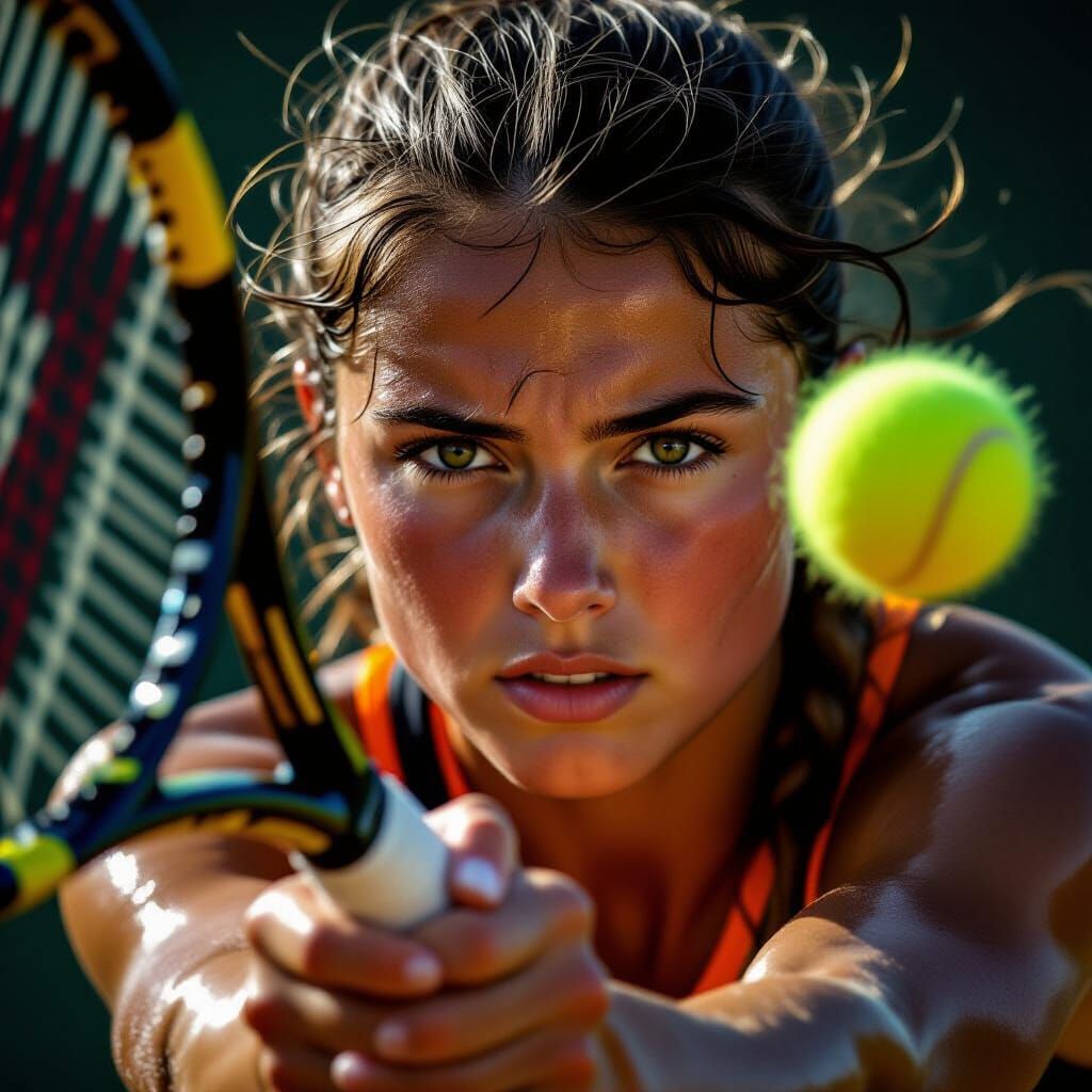 Tennis Player's Focus: Dramatic Sports Photography