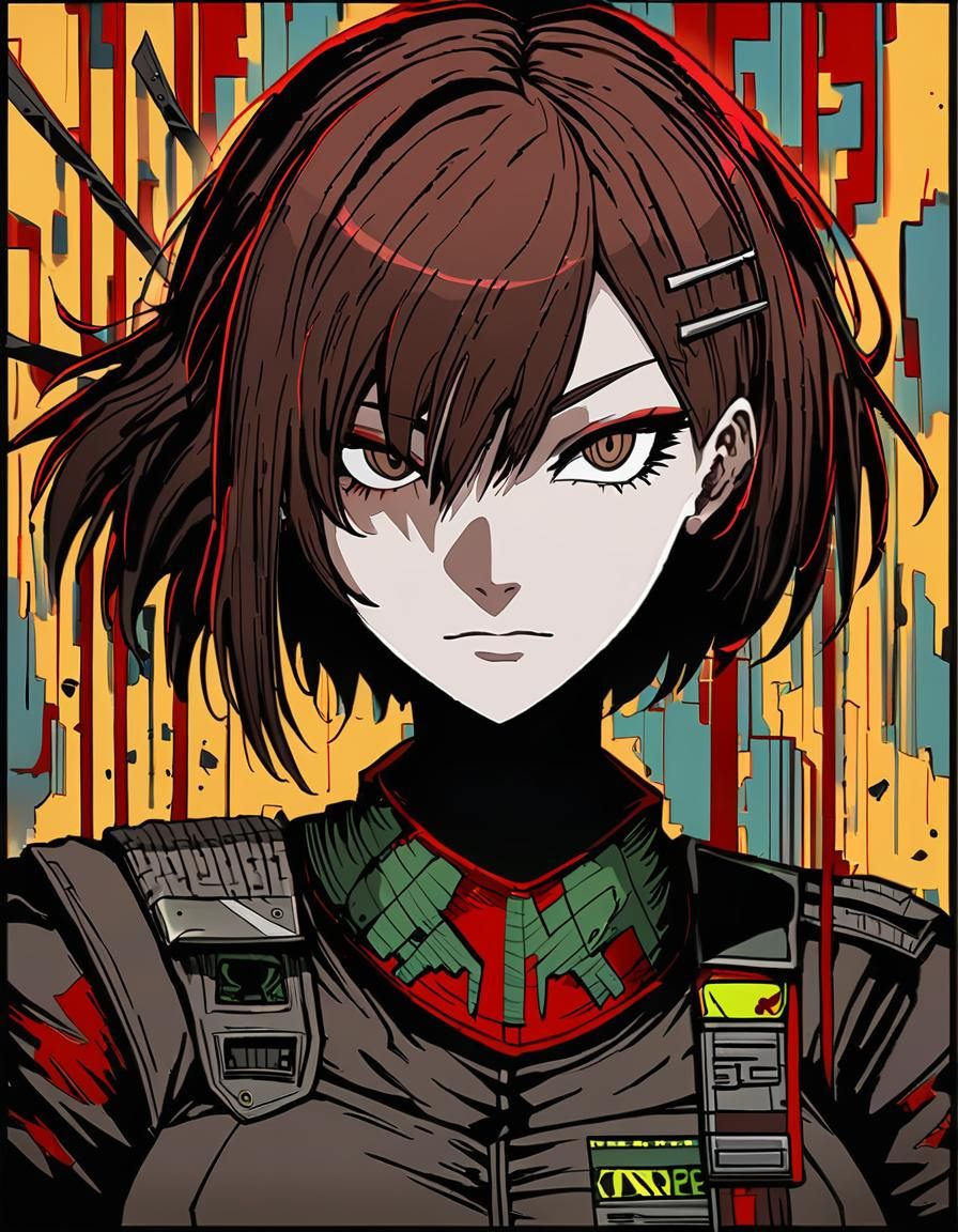 Lain Iwakura Portrait in Comic Art Style