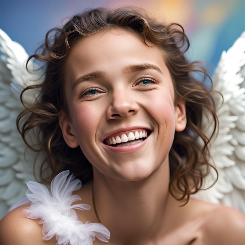 Smiling Angel Portrait in Ethereal Light