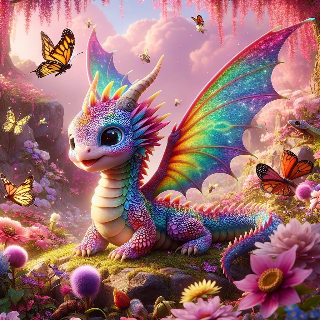Enchanting Dragon and Butterfly Spring Fantasy