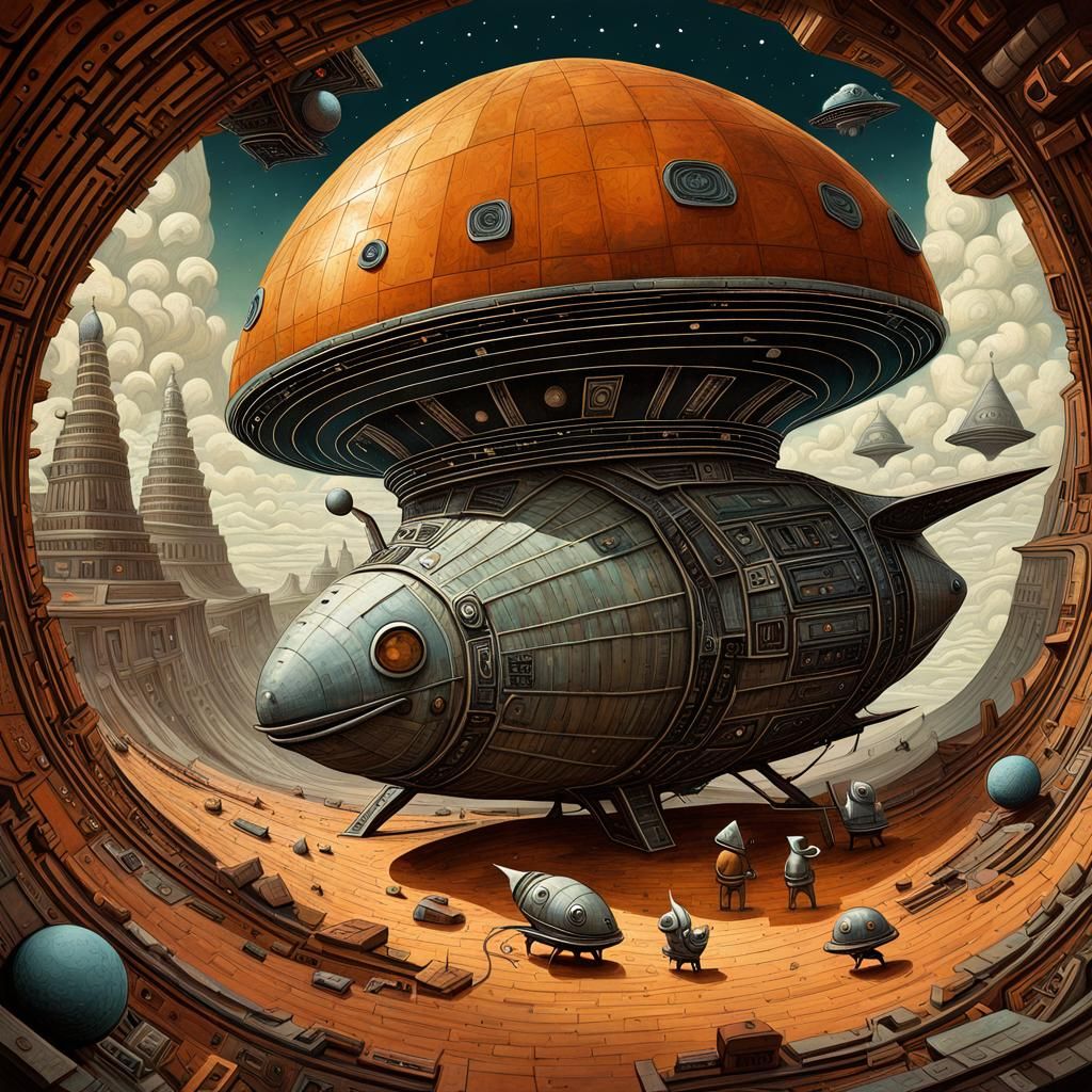 3D Alien Animals Play on Crashed Spaceship