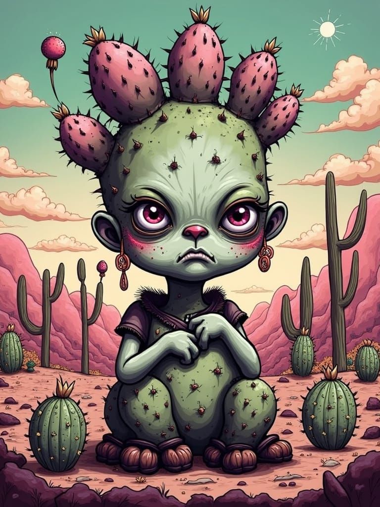 Vicious Desert Cactus in the Blazing Sun